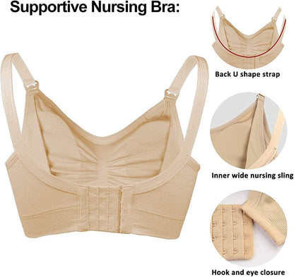 Ilovesia 3PACK Nursing Bra for Breastfeeding Maternity Pregnancy Seamless Wireless Fit Bra