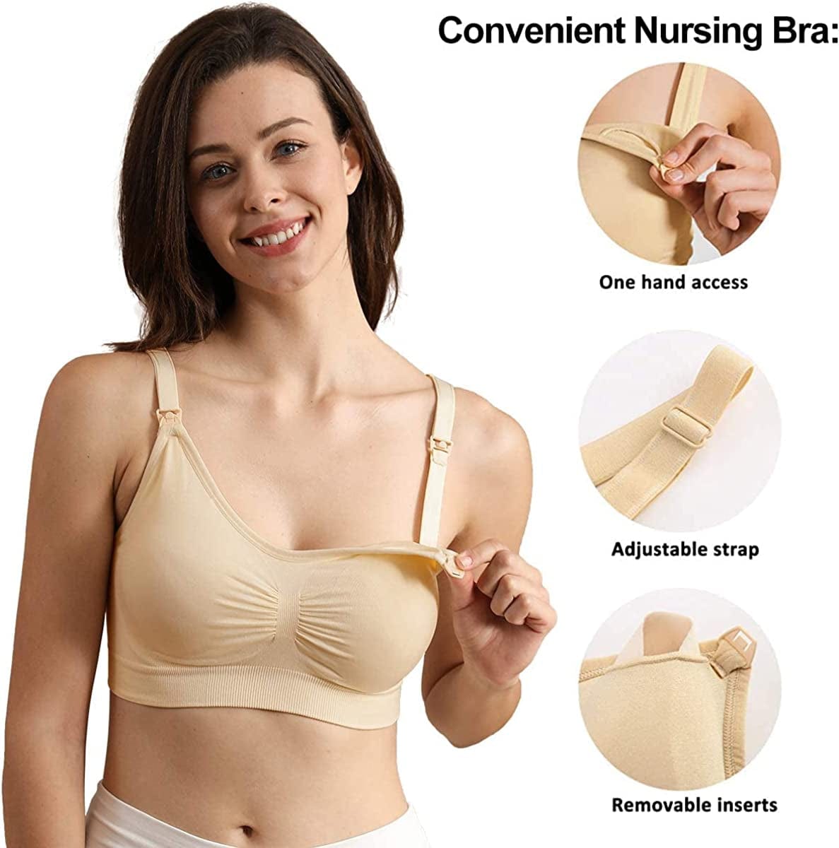 Ilovesia 3PACK Nursing Bra for Breastfeeding Maternity Pregnancy Seamless Wireless Fit Bra