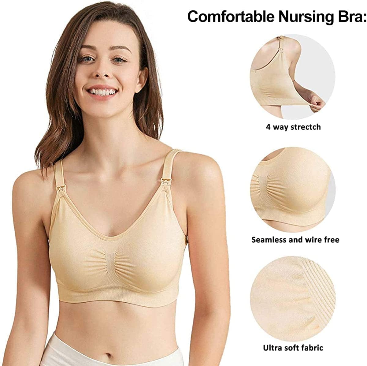Ilovesia 3PACK Nursing Bra for Breastfeeding Maternity Pregnancy Seamless Wireless Fit Bra