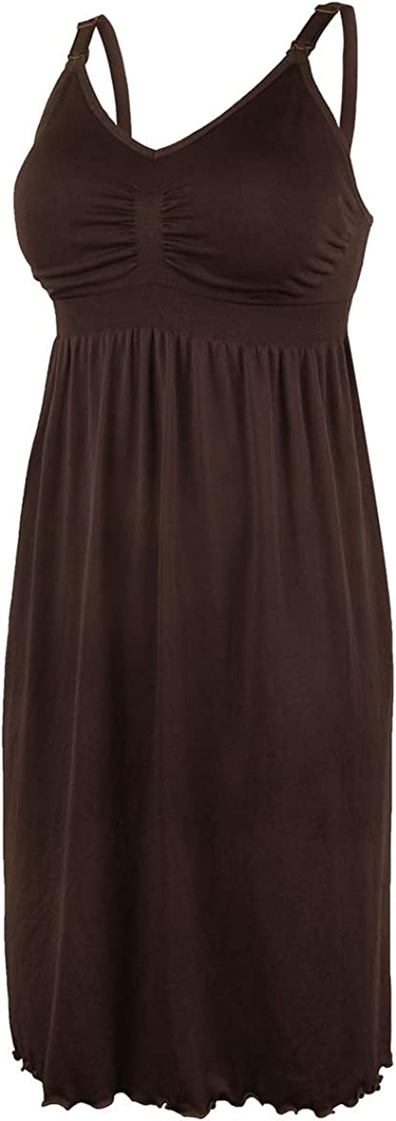 Ilovesia Women'S Seamless Maternity Breastfeeding Nursing Dress with Build-In Bra Coffee / 3X-Large
