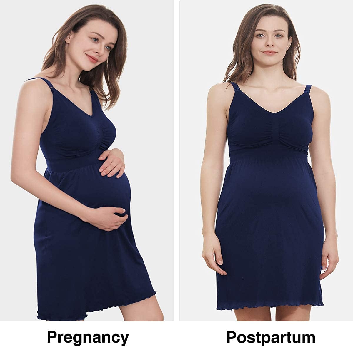 Ilovesia Women'S Seamless Maternity Breastfeeding Nursing Dress with Build-In Bra