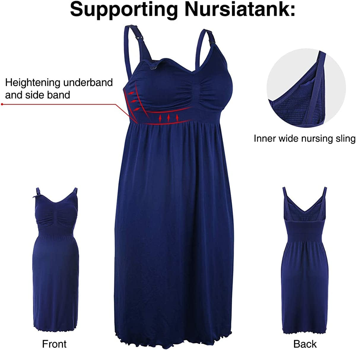 Ilovesia Women'S Seamless Maternity Breastfeeding Nursing Dress with Build-In Bra