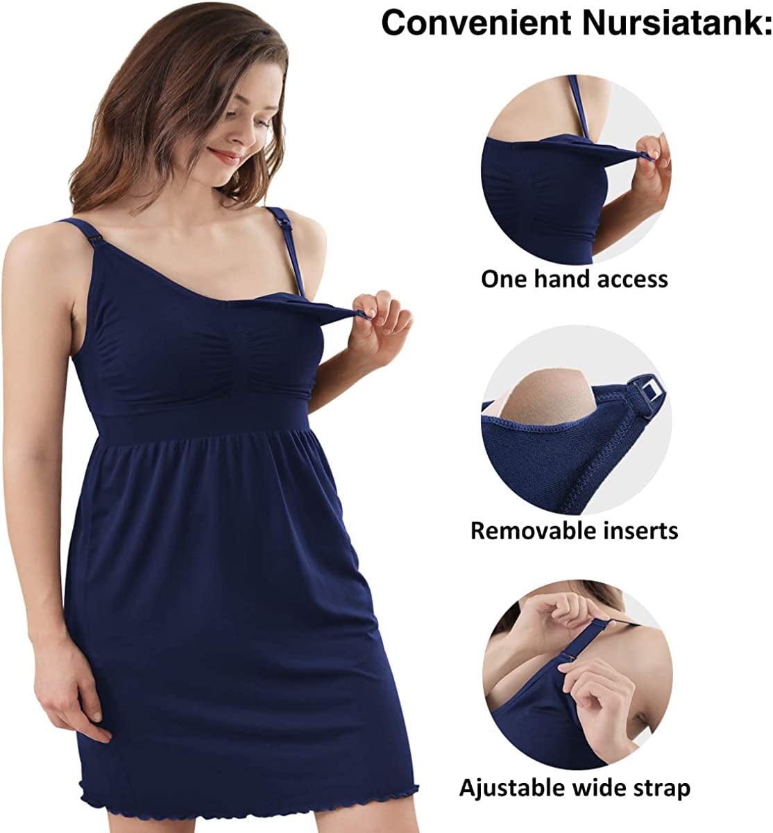 Ilovesia Women'S Seamless Maternity Breastfeeding Nursing Dress with Build-In Bra
