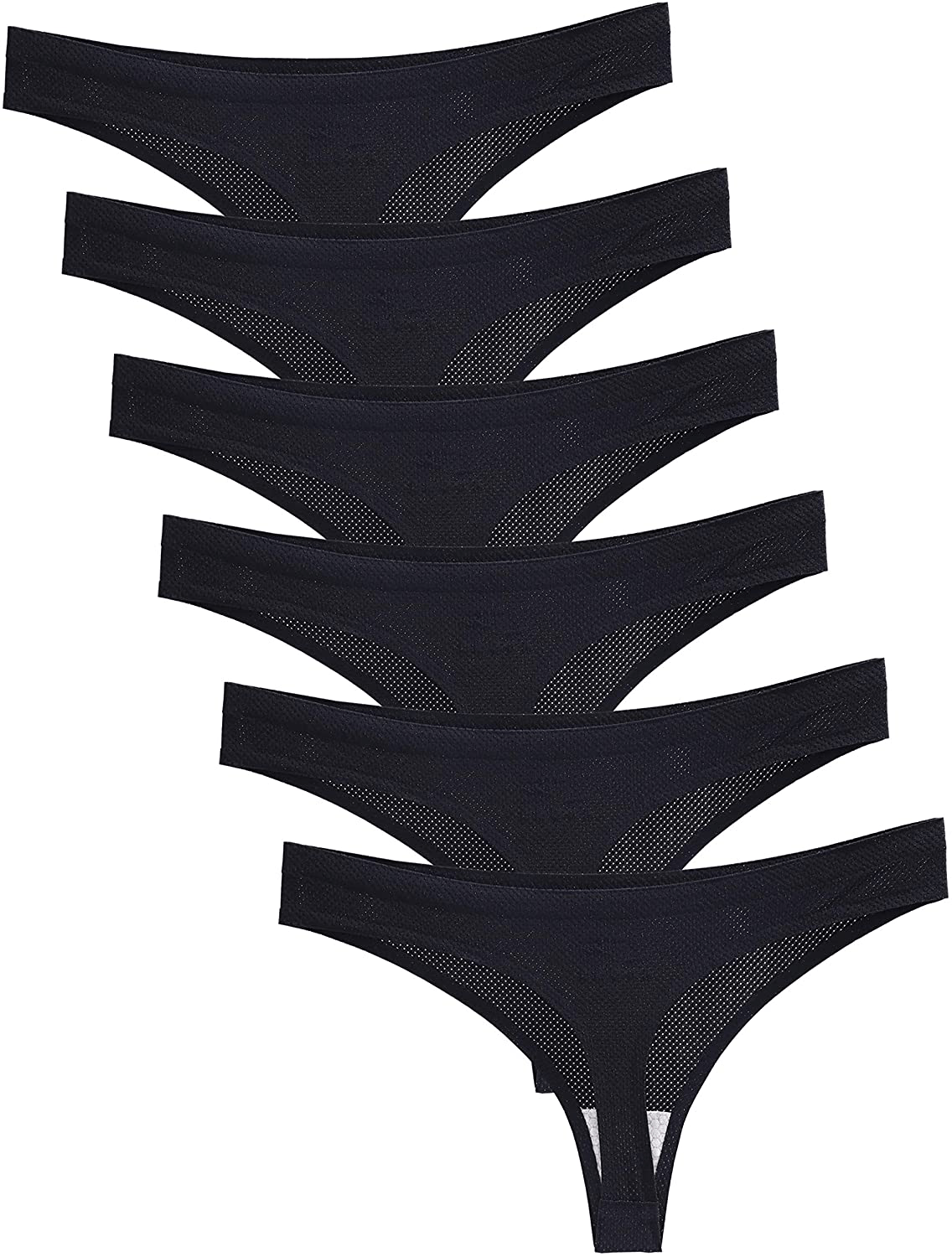 Imakokoni Seamless Thongs for Women No Show 6 Pack Women's Nylon Spandex Thong Underwear Apparel & Accessories > Clothing > Underwear & Socks > Underwear imakokoni Black-seamless X-Large 