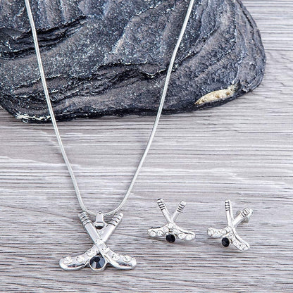 Infinity Collection Hockey Charm Necklace & Earring Gift Set, Ice Hockey Jewelry, for Hockey Players, Hockey Moms & Fans