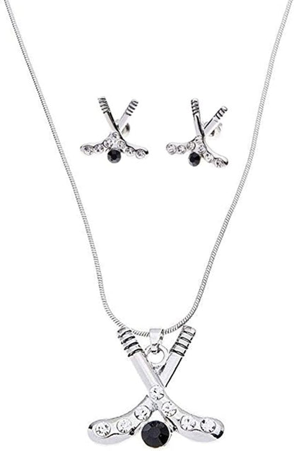Infinity Collection Hockey Charm Necklace & Earring Gift Set, Ice Hockey Jewelry, for Hockey Players, Hockey Moms & Fans