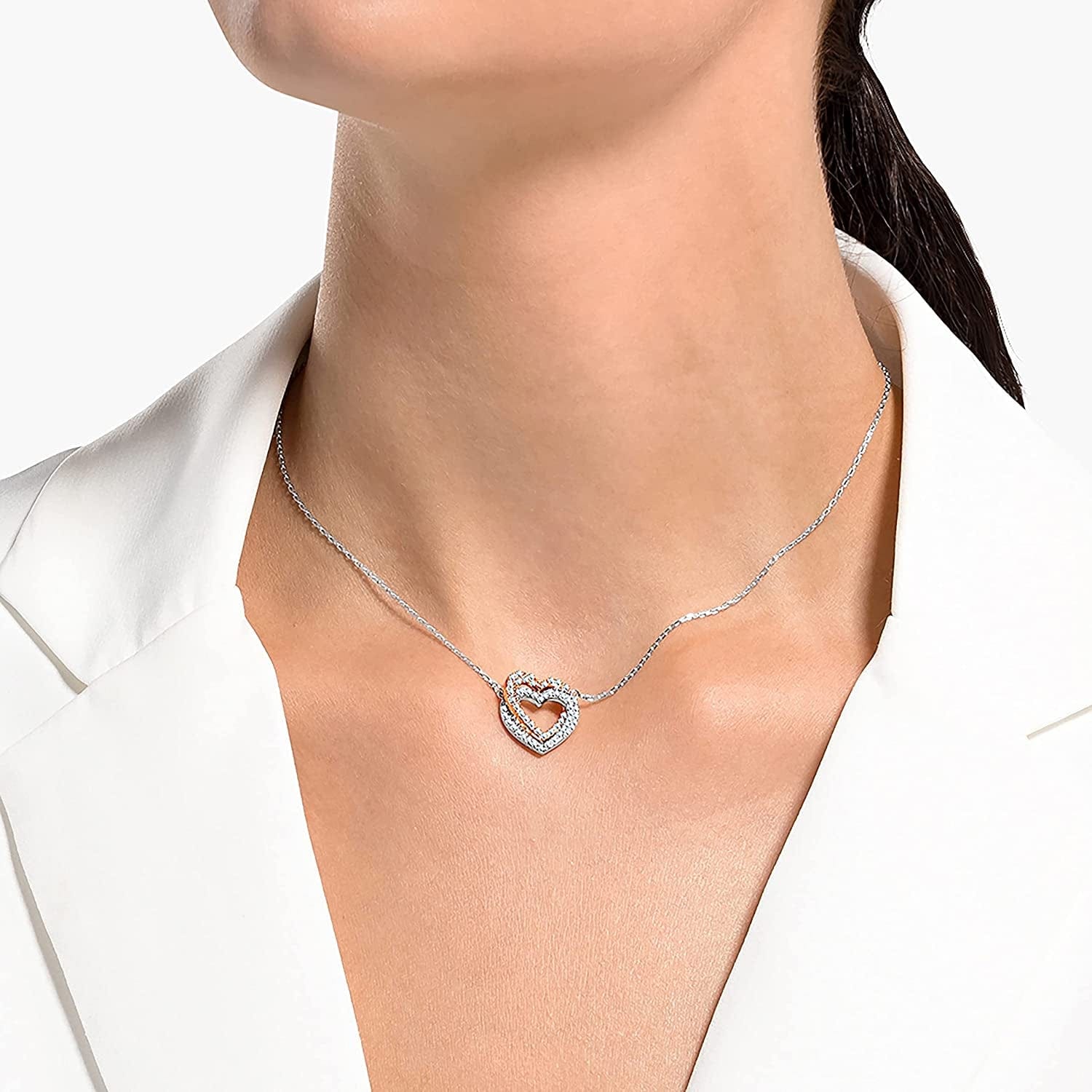 Infinity Heart Jewelry Collection, Rose Gold & Rhodium Tone Finish, Clear Crystals