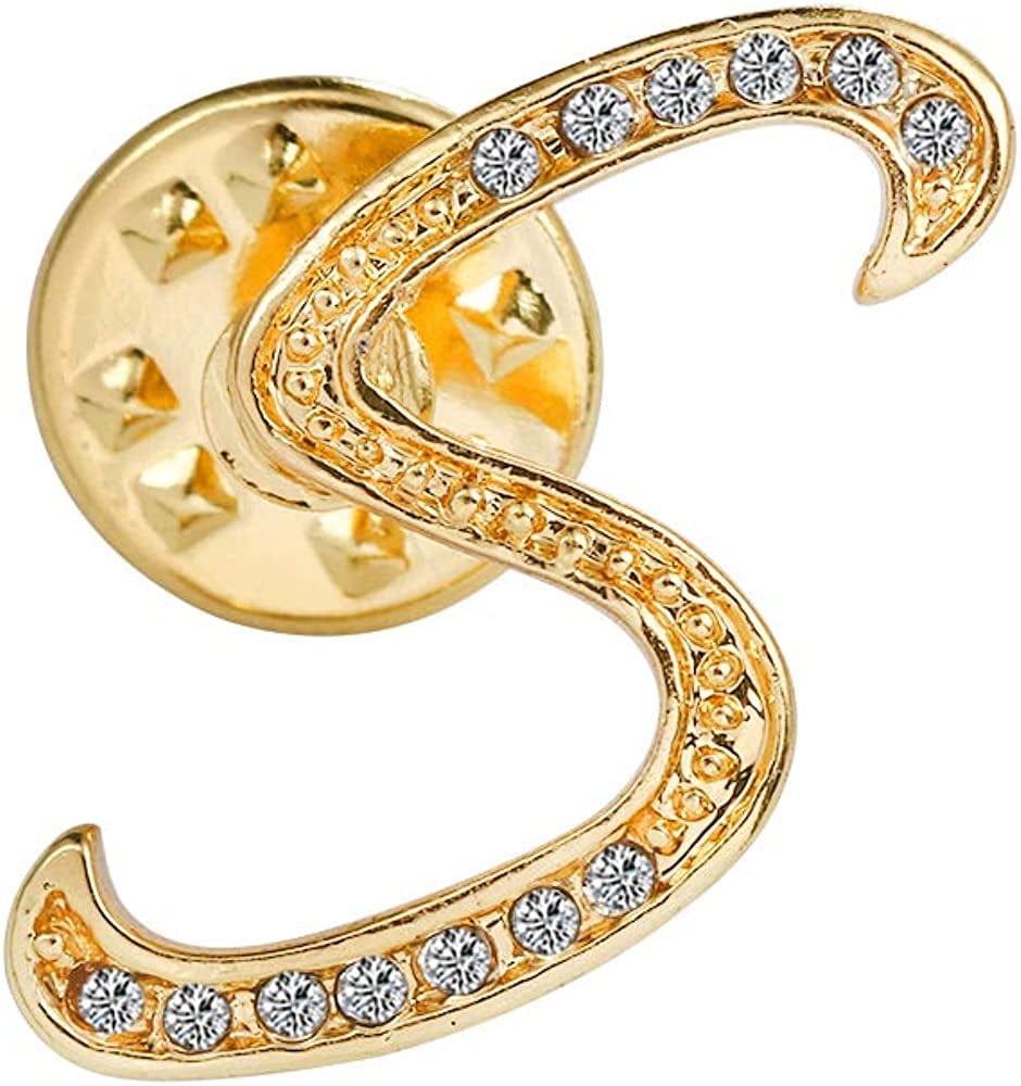 Initial Letter Brooch Pin Small Lapel Pin Tie Tack Name Personalized Gifts for Girls Women Men Boy Gold S