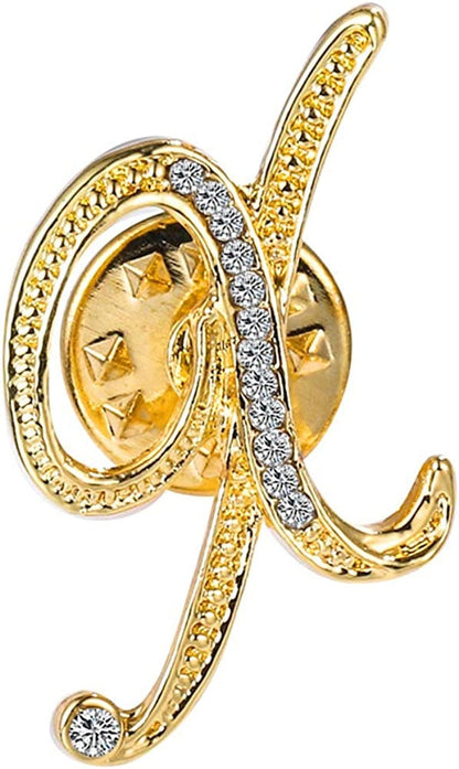 Initial Letter Brooch Pin Small Lapel Pin Tie Tack Name Personalized Gifts for Girls Women Men Boy Gold X