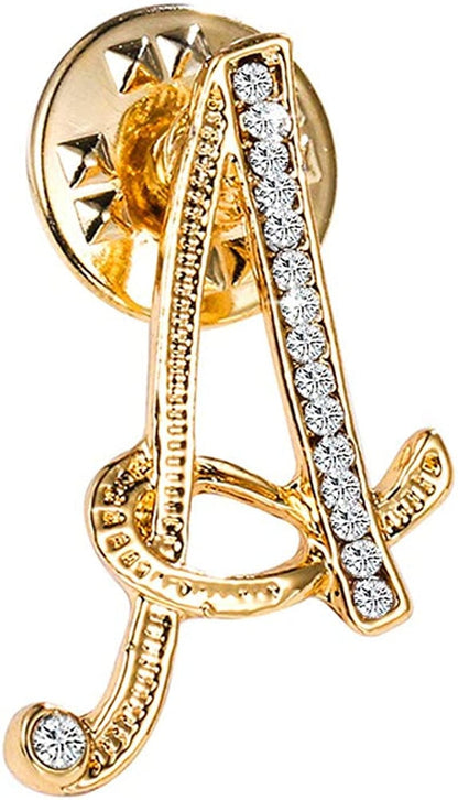 Initial Letter Brooch Pin Small Lapel Pin Tie Tack Name Personalized Gifts for Girls Women Men Boy Gold A