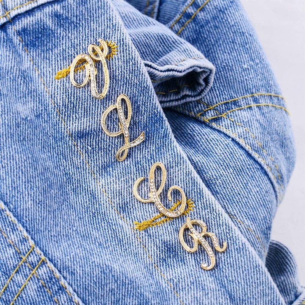 Initial Letter Brooch Pin Small Lapel Pin Tie Tack Name Personalized Gifts for Girls Women Men Boy Gold
