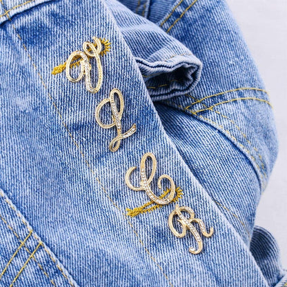 Initial Letter Brooch Pin Small Lapel Pin Tie Tack Name Personalized Gifts for Girls Women Men Boy Gold