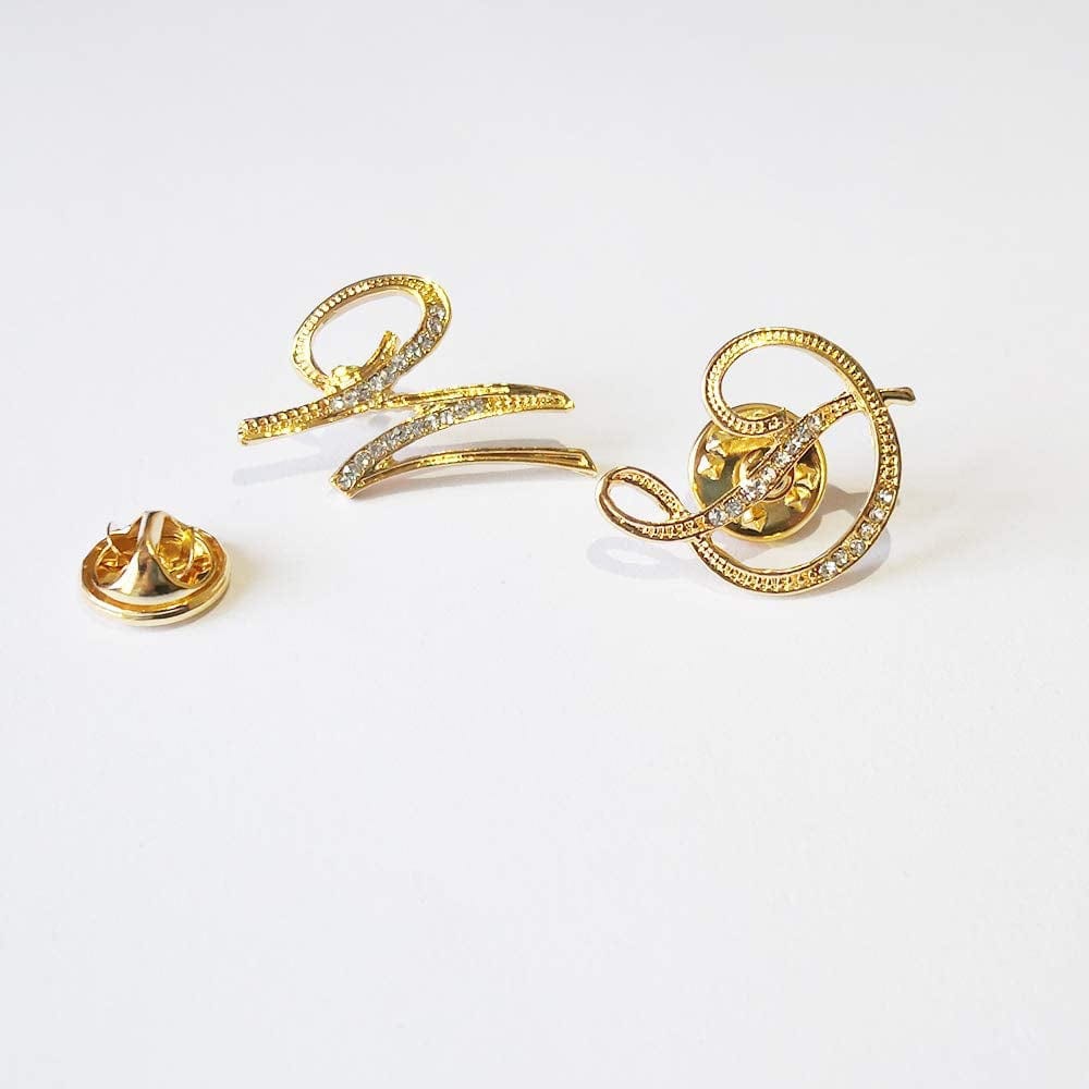 Initial Letter Brooch Pin Small Lapel Pin Tie Tack Name Personalized Gifts for Girls Women Men Boy Gold