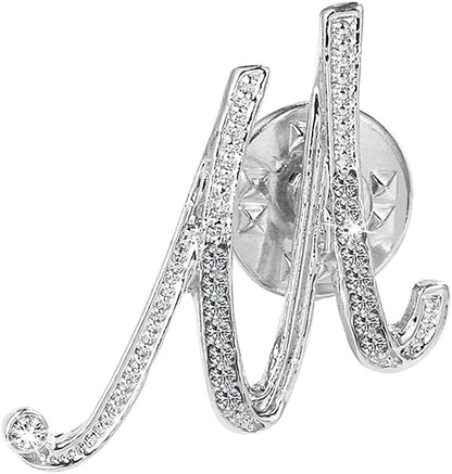 Initial Letter Brooch Pin Small Lapel Pin Tie Tack Name Personalized Gifts for Girls Women Men Boy Silver M