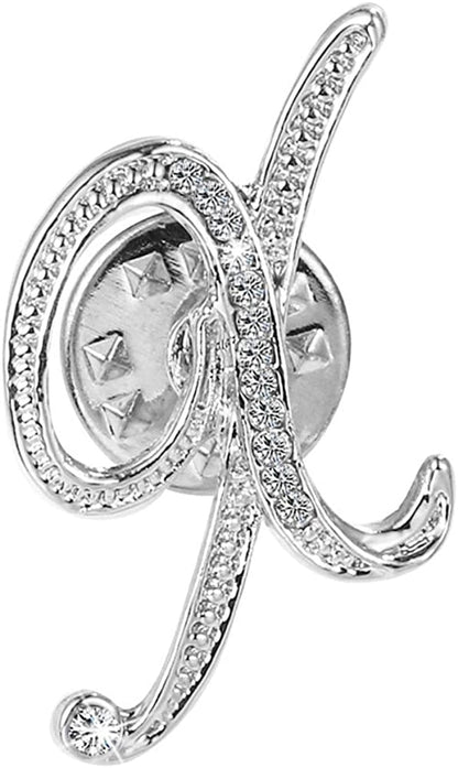 Initial Letter Brooch Pin Small Lapel Pin Tie Tack Name Personalized Gifts for Girls Women Men Boy Silver X