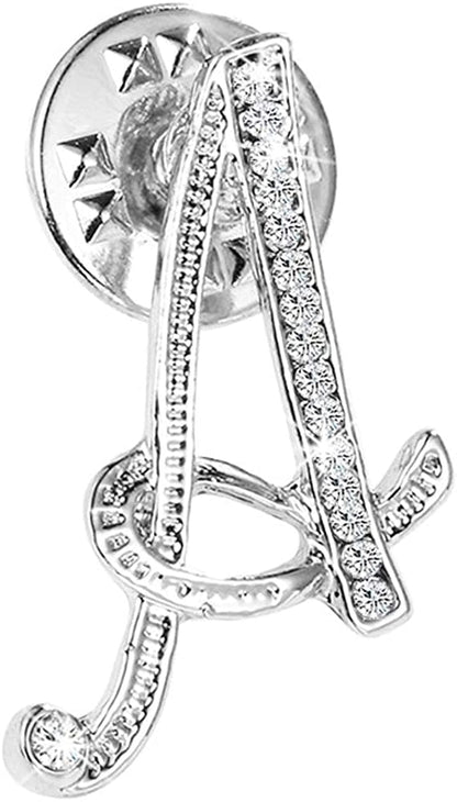 Initial Letter Brooch Pin Small Lapel Pin Tie Tack Name Personalized Gifts for Girls Women Men Boy Silver A