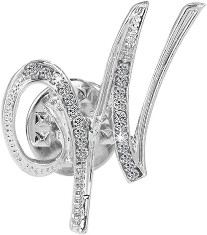 Initial Letter Brooch Pin Small Lapel Pin Tie Tack Name Personalized Gifts for Girls Women Men Boy Silver W