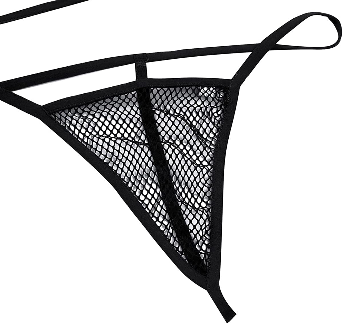 Inlzdz Women'S See-Through Fishnet Bikini Bra Top with G-String Extreme Swimwear Bathing Suit