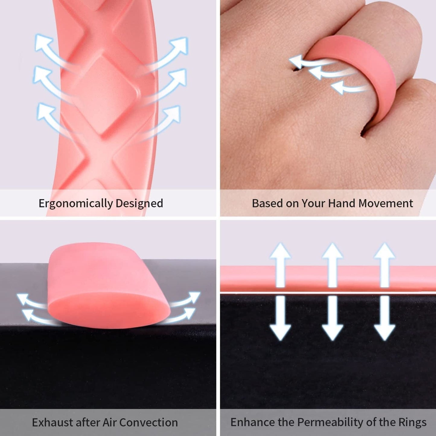 Inner Arc Ergonomic Breathable Design, Silicone Rings for Women with Half Sizes, Women'S Silicone Wedding Band, 6Mm Wide - 2Mm Thick