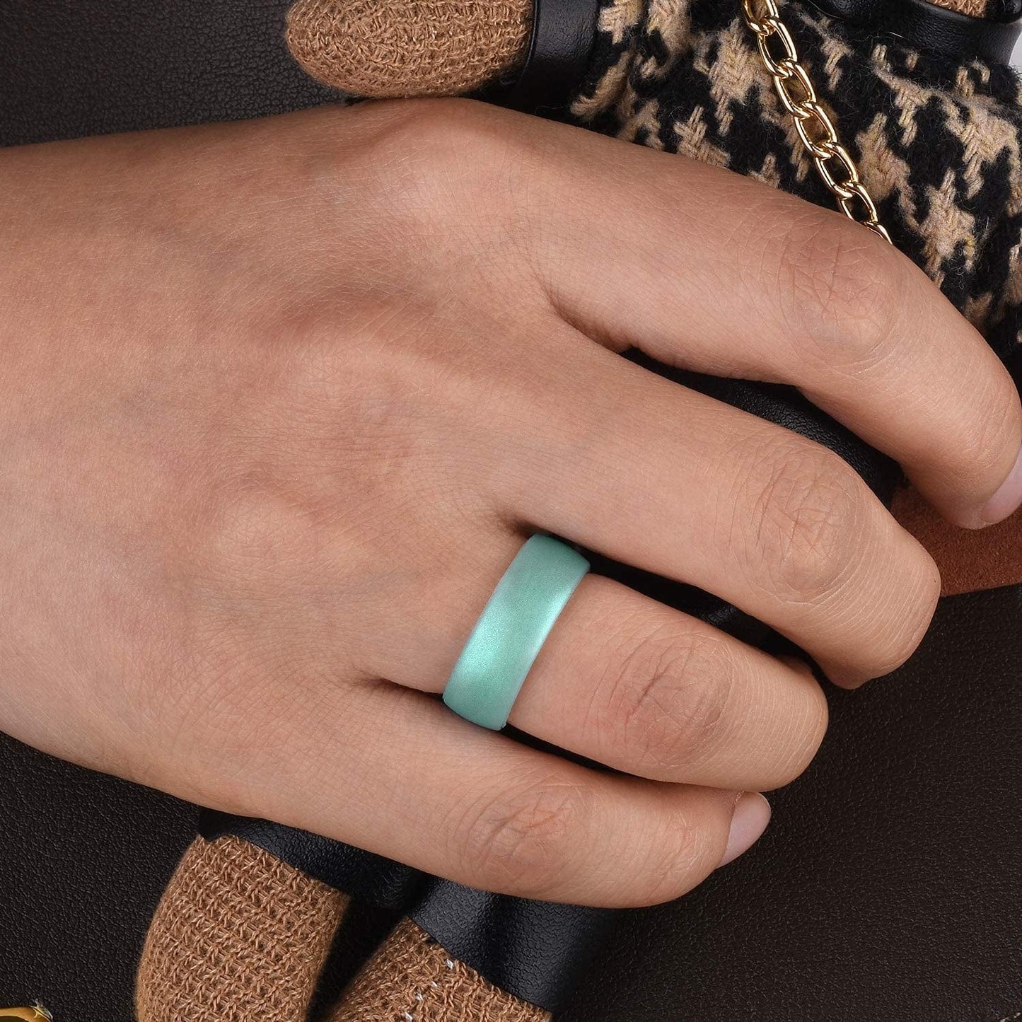 Inner Arc Ergonomic Breathable Design, Silicone Rings for Women with Half Sizes, Women'S Silicone Wedding Band, 6Mm Wide - 2Mm Thick