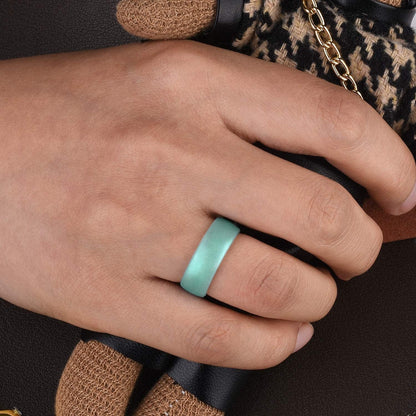 Inner Arc Ergonomic Breathable Design, Silicone Rings for Women with Half Sizes, Women'S Silicone Wedding Band, 6Mm Wide - 2Mm Thick