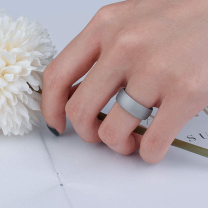 Inner Arc Ergonomic Breathable Design, Silicone Rings for Women with Half Sizes, Women'S Silicone Wedding Band, 6Mm Wide - 2Mm Thick