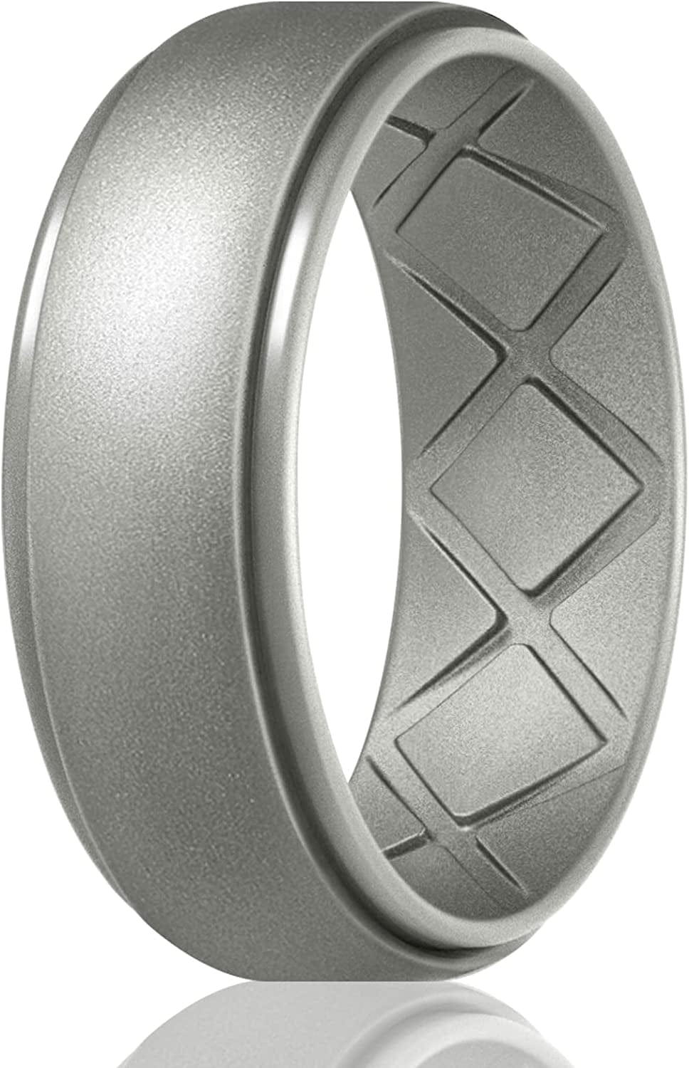 Inner Arc Ergonomic Breathable Design, Silicone Rings Mens with Half Sizes, 7 Rings / 4 Rings / 1 Ring Rubber Wedding Bands, 10Mm Wide-2.5Mm Thick… SETM21-Metal Tungsten Steel / 14(23.0mm)