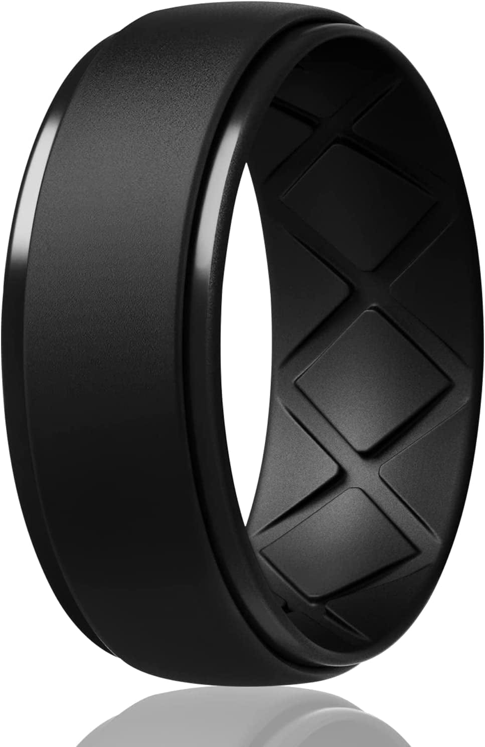 Inner Arc Ergonomic Breathable Design, Silicone Rings Mens with Half Sizes, 7 Rings / 4 Rings / 1 Ring Rubber Wedding Bands, 10Mm Wide-2.5Mm Thick… SETI-Black / 10(19.8mm)
