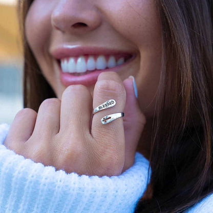 Inspirational Gifts for Women Stainless Steel Silver Cross Faith Ring Open Statement Rings for Women Girls