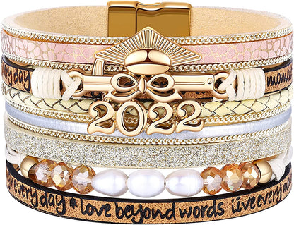 Inspirational Graduation Gifts for Her 2022 Bracelets College High School Graduate Present for Girls Boys Apparel & Accessories > Jewelry > Bracelets Desimtion B-Graduation 2022  