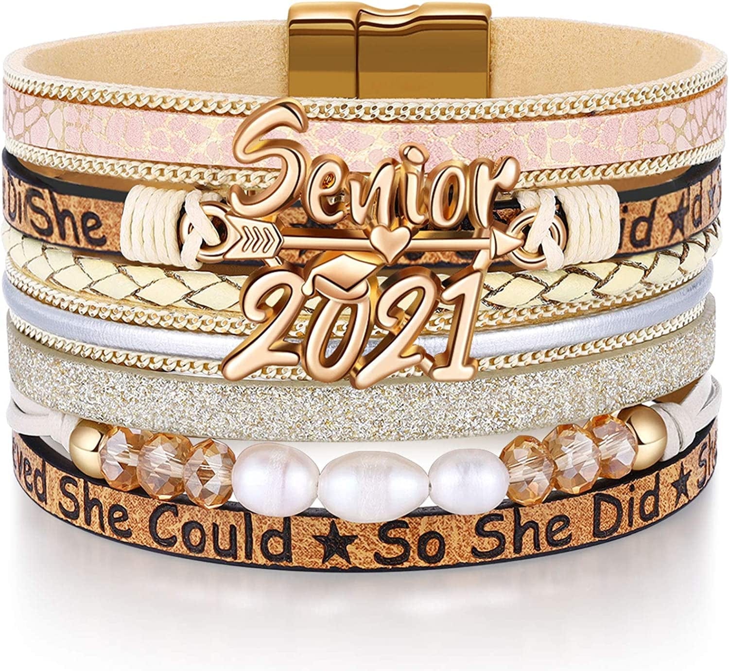 Inspirational Graduation Gifts for Her 2022 Bracelets College High School Graduate Present for Girls Boys Apparel & Accessories > Jewelry > Bracelets Desimtion B-Seniors 2021  
