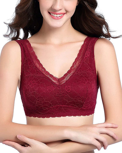 Intimate Portal Ange Pocketed Lace Bra - Full Coverage Lightly Padded Wire Free