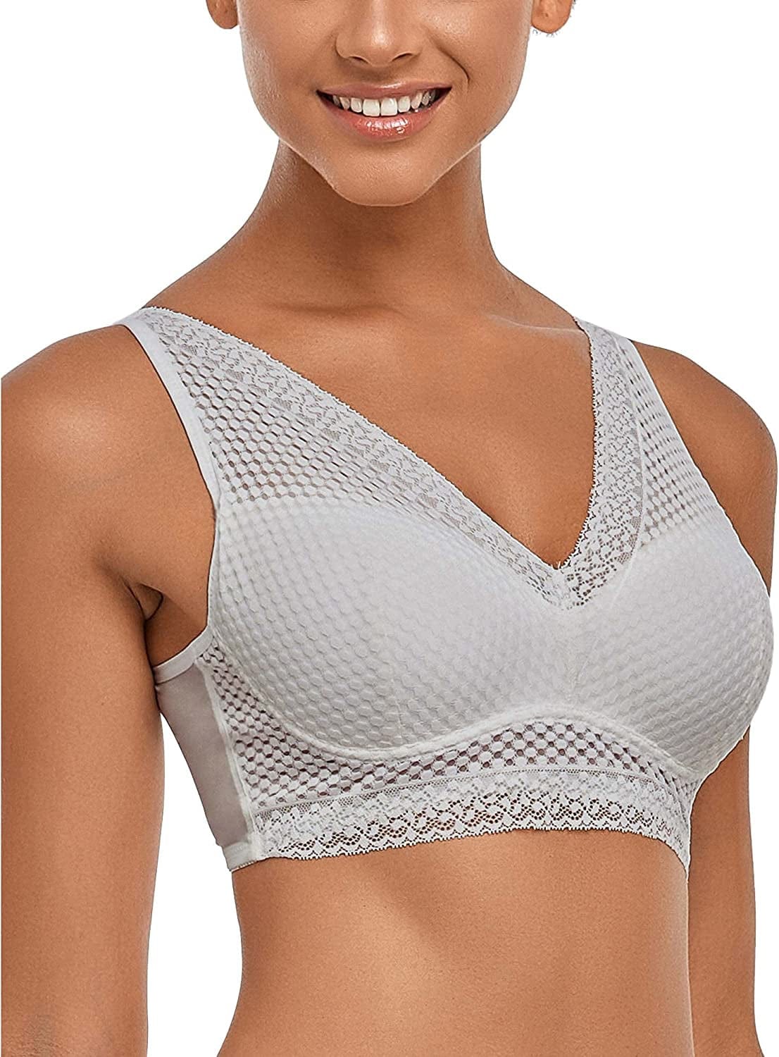 Intimate Portal Women Raerae Good Lift Wire Free Bra | Lightly Padded Demi Bra | Back Smoothing Gray / 34A/B