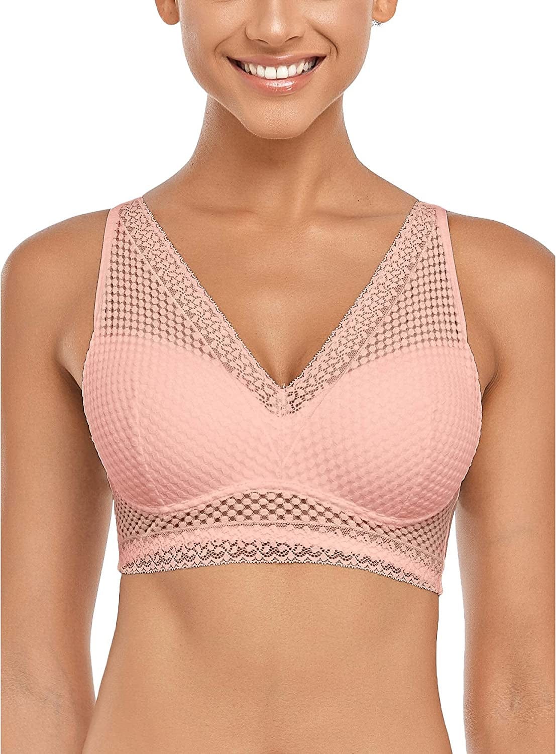 Intimate Portal Women Raerae Good Lift Wire Free Bra | Lightly Padded Demi Bra | Back Smoothing Pink / 34A/B