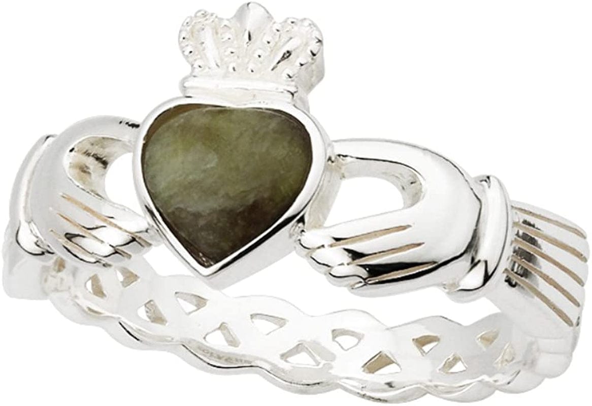 Irish Claddagh Ring for Women, Real 925 Sterling Silver Authentic Celtic Jewelry Made in Ireland with Connemara Marble Gemstone and Celtic Weave, Friendship, Promise, Love, Loyalty, Engagement, Marriage, Wedding 6