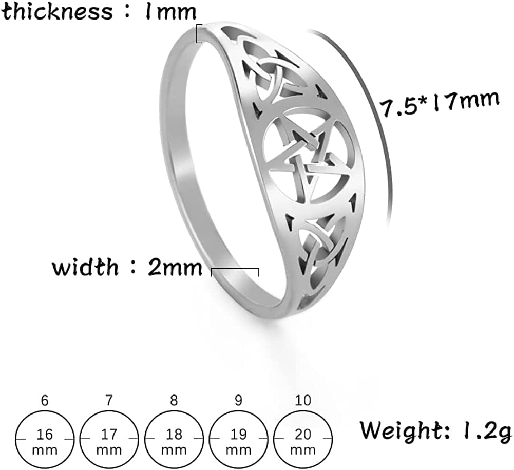 Irish Knot Celtics Star Ring for Women Supernatural Pentagram Wicca Amulet Couple Rings Hamsa Fatima Hand Ring Vintage Religion Amulet Stainless Steel Jewelry Gifts