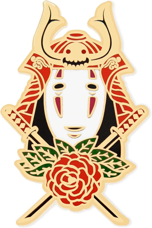 Ironpatch No Face Studio Samurai Ghibi Enamel Pin Japanese Ghost Fashion Accessory for Lapels, Denim Jackets, Hats, Bags, Dress Shirts, Black, Gold