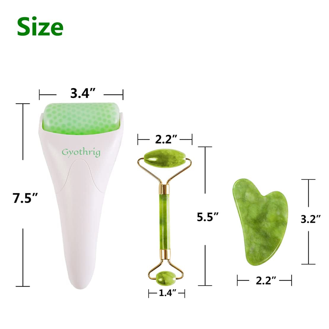 Jade Face Gua Sha Roller – Ice Facial Eye Massage Stone Gifts for Mom Mothers Day Natural Cooling anti Wrinkle Skin Care Tools Treatment for Puffiness Migraine Pain Relief Minor Injury Muscle Relaxing Health & Beauty > Personal Care > Cosmetics > Cosmetic Tools > Skin Care Tools Gyothrig   