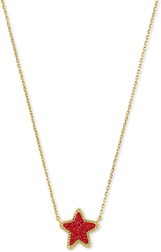 Jae Star Pendant Necklace GOLD - BRIGHT RED DRUSY