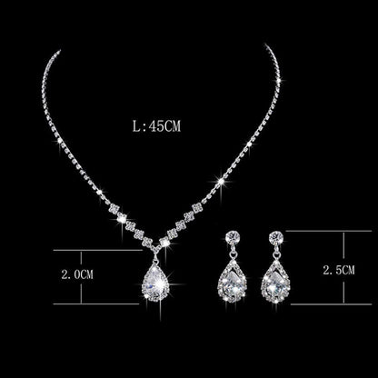 Jakawin Bride Silver Bridal Necklace Earrings Set Crystal Wedding Jewelry Set Rhinestone Choker Necklace for Women and Girls (Set of 3)