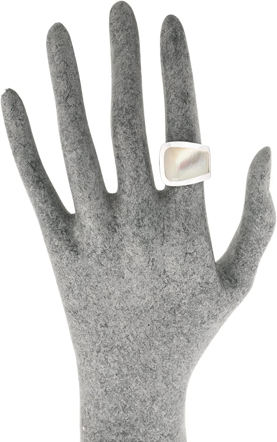 Jankuo Jewelry Rhodium Plated Mother of Pearl Cocktail Ring