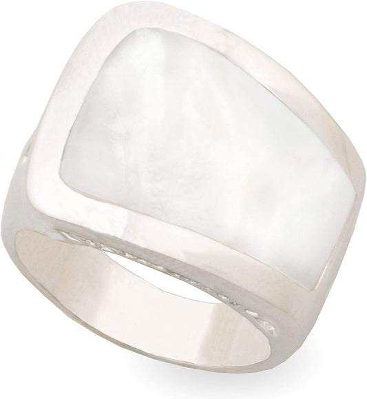Jankuo Jewelry Rhodium Plated Mother of Pearl Cocktail Ring 13