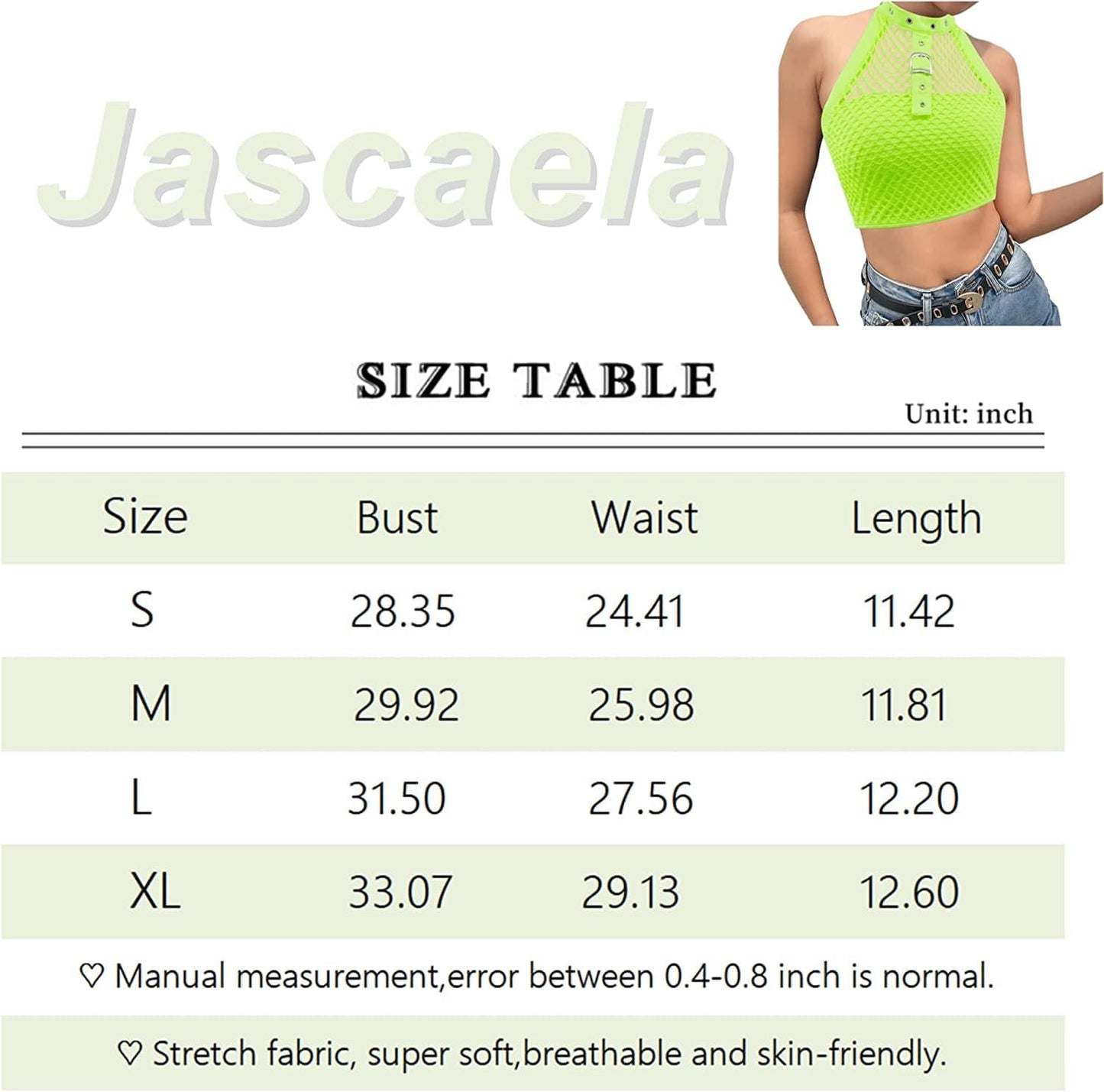 Jascaela Women'S Sexy Fishnet Choker Buckle Halter Crop Tank Top Backless Punk Cami Bandeau Clubwear for Rave Party