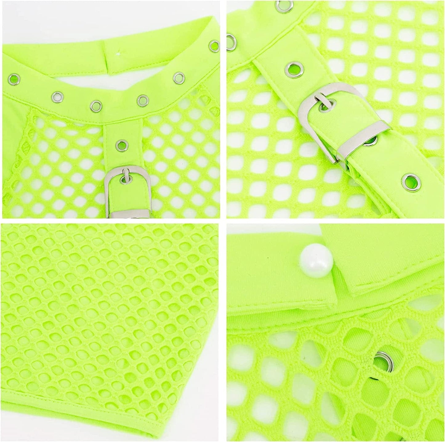 Jascaela Women'S Sexy Fishnet Choker Buckle Halter Crop Tank Top Backless Punk Cami Bandeau Clubwear for Rave Party