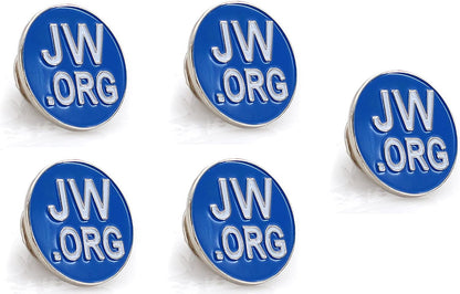 Jehovah Witness - 3/4" round Blue Lapel Pin - Jw.Org Neck Tie Hat Tack Clip Women or Men Suits -5 Pcs in Package (Gold-Plated) Silver-plated