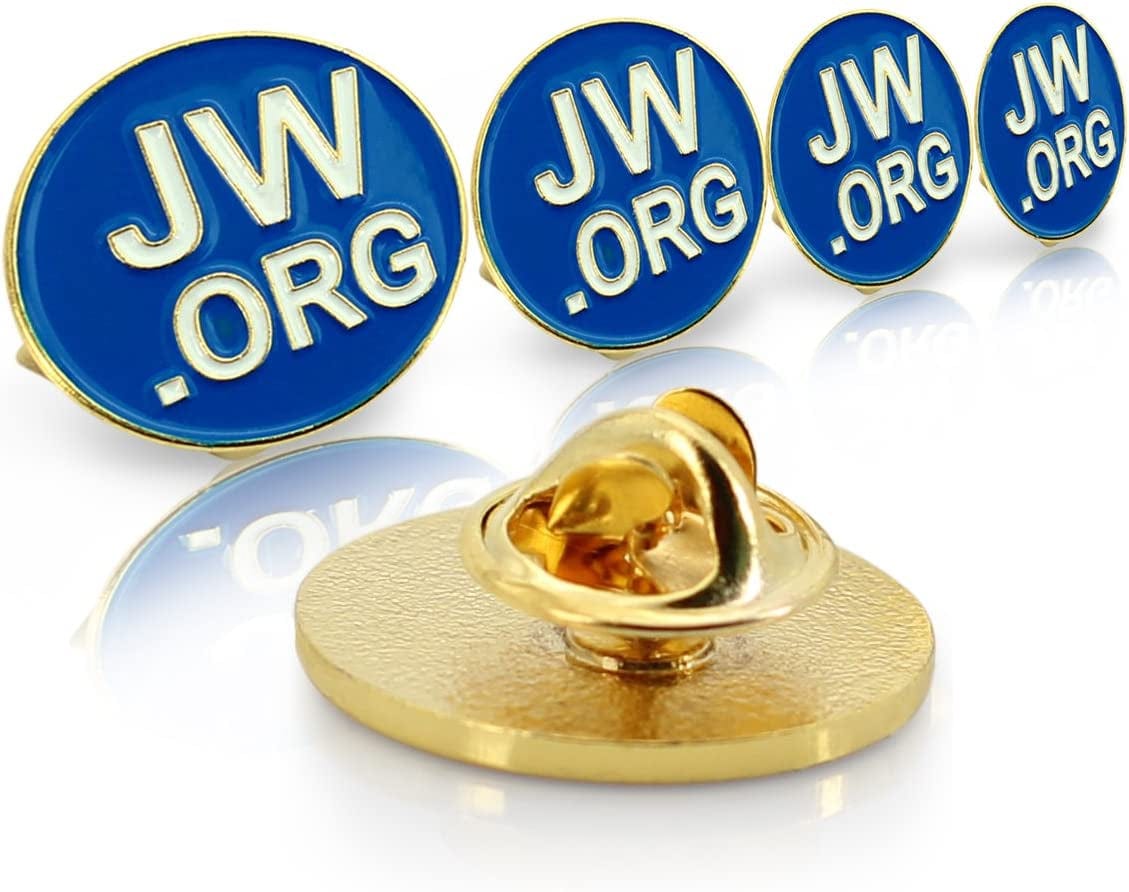 Jehovah Witness - 3/4" round Blue Lapel Pin - Jw.Org Neck Tie Hat Tack Clip Women or Men Suits -5 Pcs in Package (Gold-Plated)