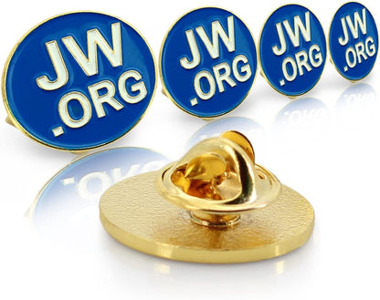 Jehovah Witness - 3/4" round Blue Lapel Pin - Jw.Org Neck Tie Hat Tack Clip Women or Men Suits -5 Pcs in Package (Gold-Plated)