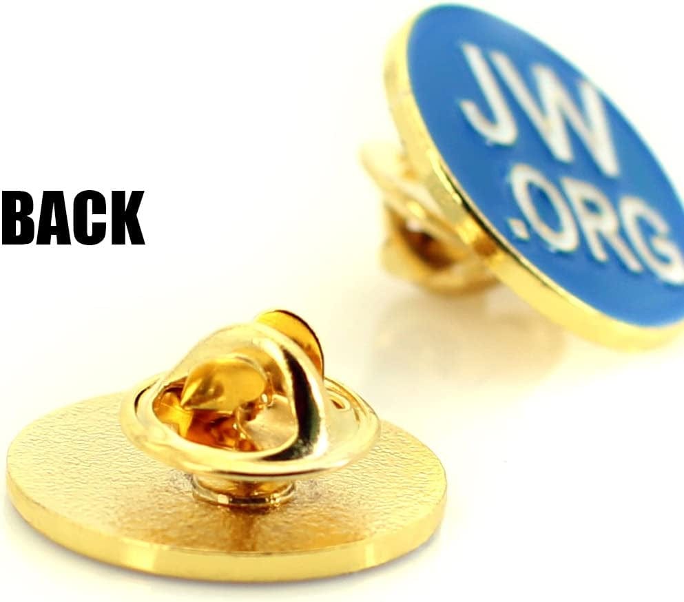 Jehovah Witness - 3/4" round Blue Lapel Pin - Jw.Org Neck Tie Hat Tack Clip Women or Men Suits -5 Pcs in Package (Gold-Plated)
