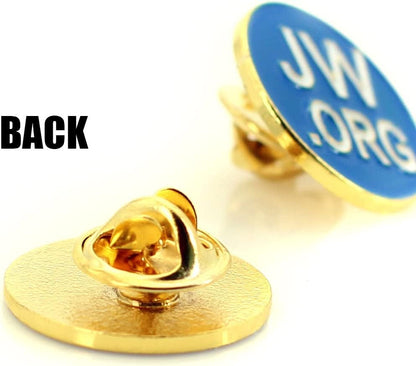 Jehovah Witness - 3/4" round Blue Lapel Pin - Jw.Org Neck Tie Hat Tack Clip Women or Men Suits -5 Pcs in Package (Gold-Plated)