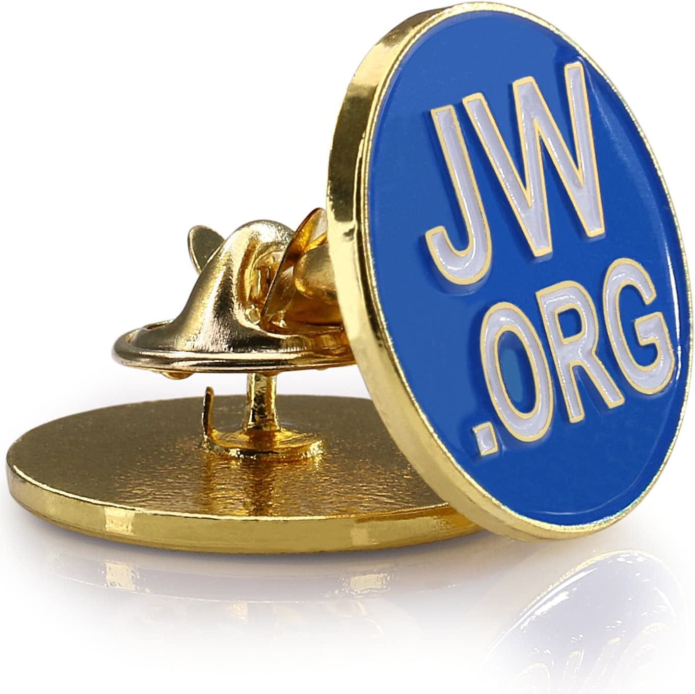 Jehovah Witness - 3/4" round Blue Lapel Pin - Jw.Org Neck Tie Hat Tack Clip Women or Men Suits -5 Pcs in Package (Gold-Plated)